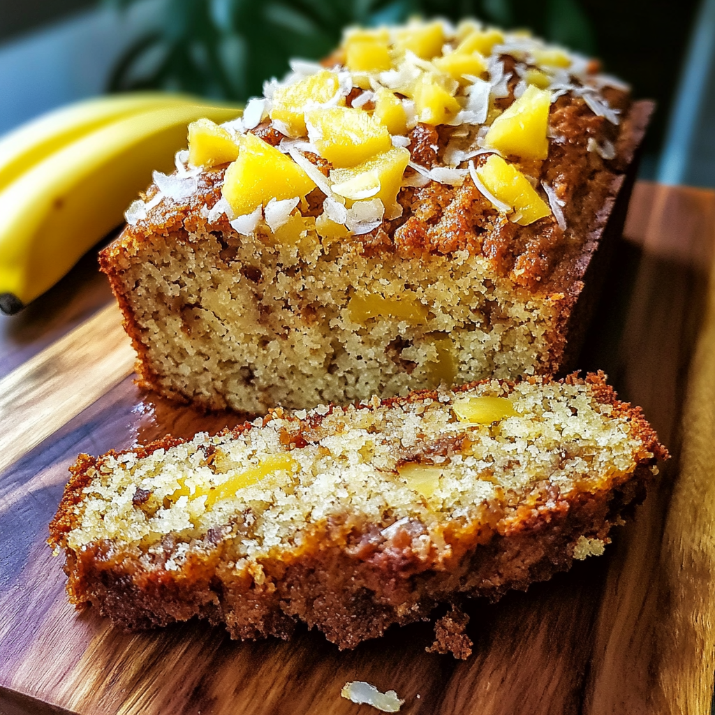 Recipe preparation for Coconut Pineapple Banana Bread