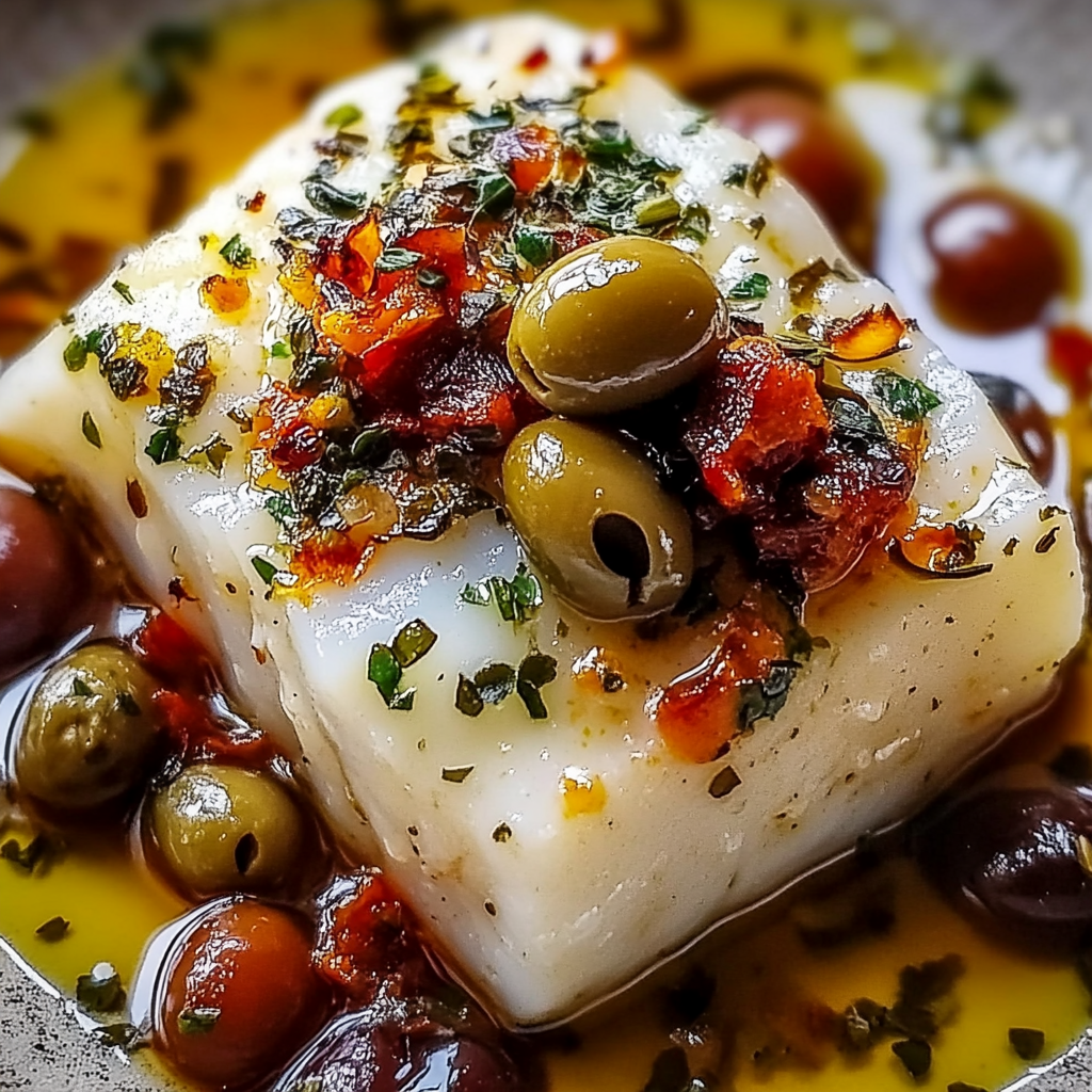 Recipe preparation for Mediterranean Baked Cod Olives