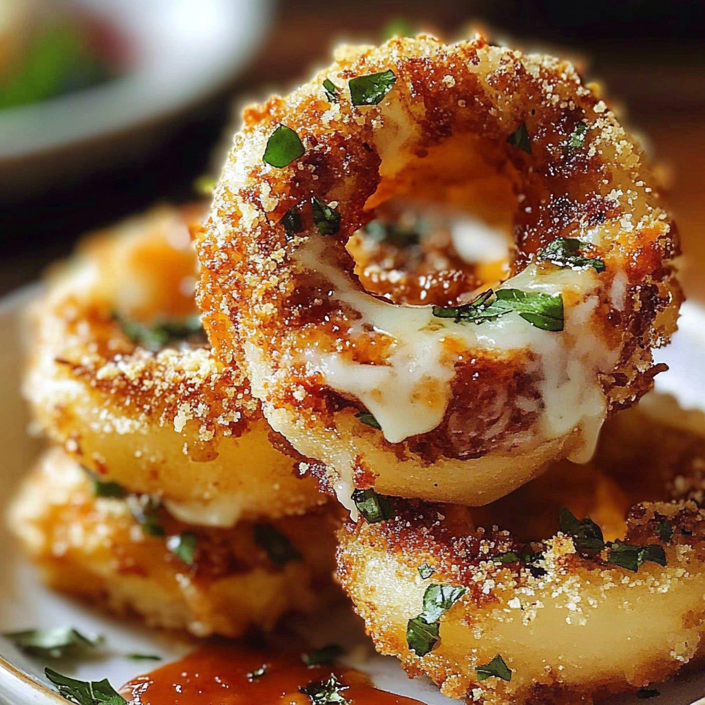 Recipe preparation for Stuffed Pizza Onion Rings