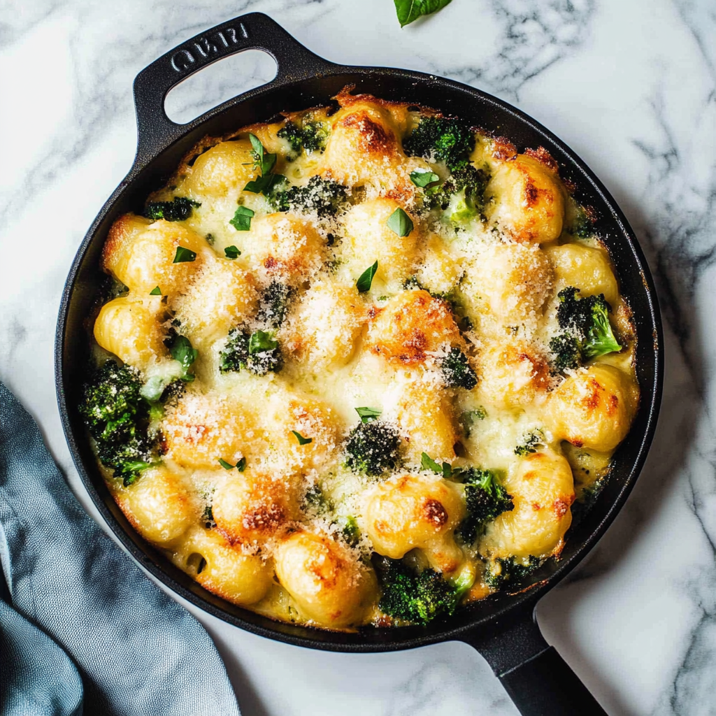 Recipe preparation for 30 Minute One Pan Broccoli Gnocchi