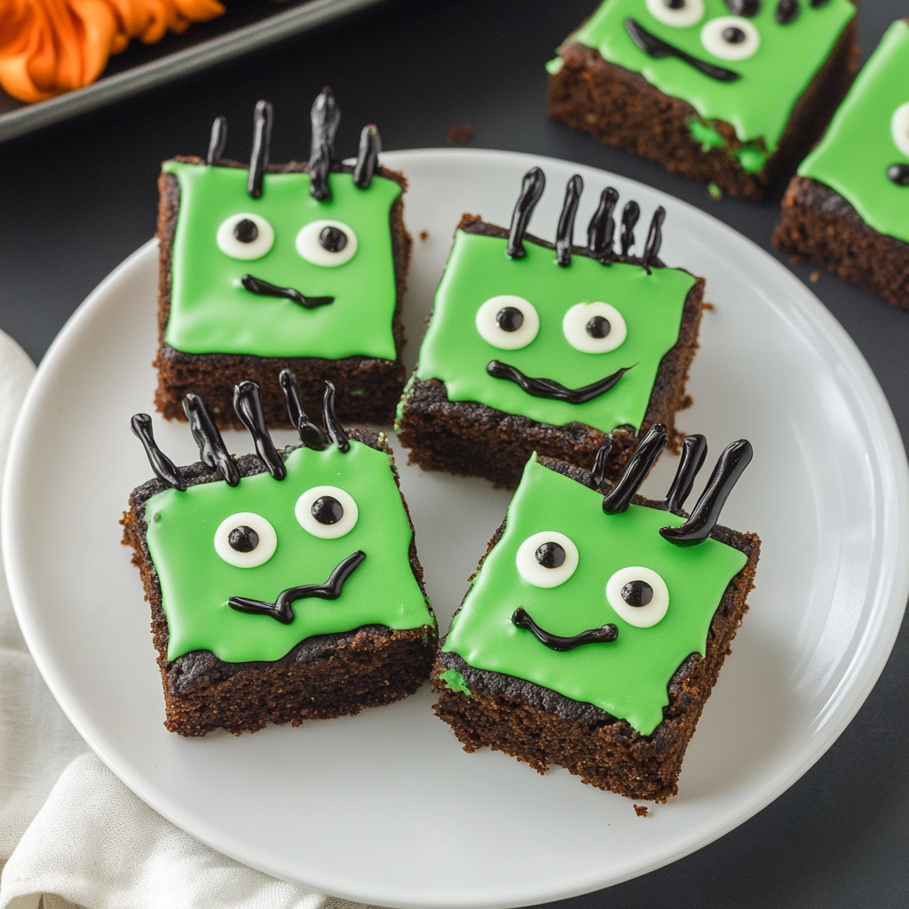 Recipe preparation for Cute Frankenstein Cookie Bars