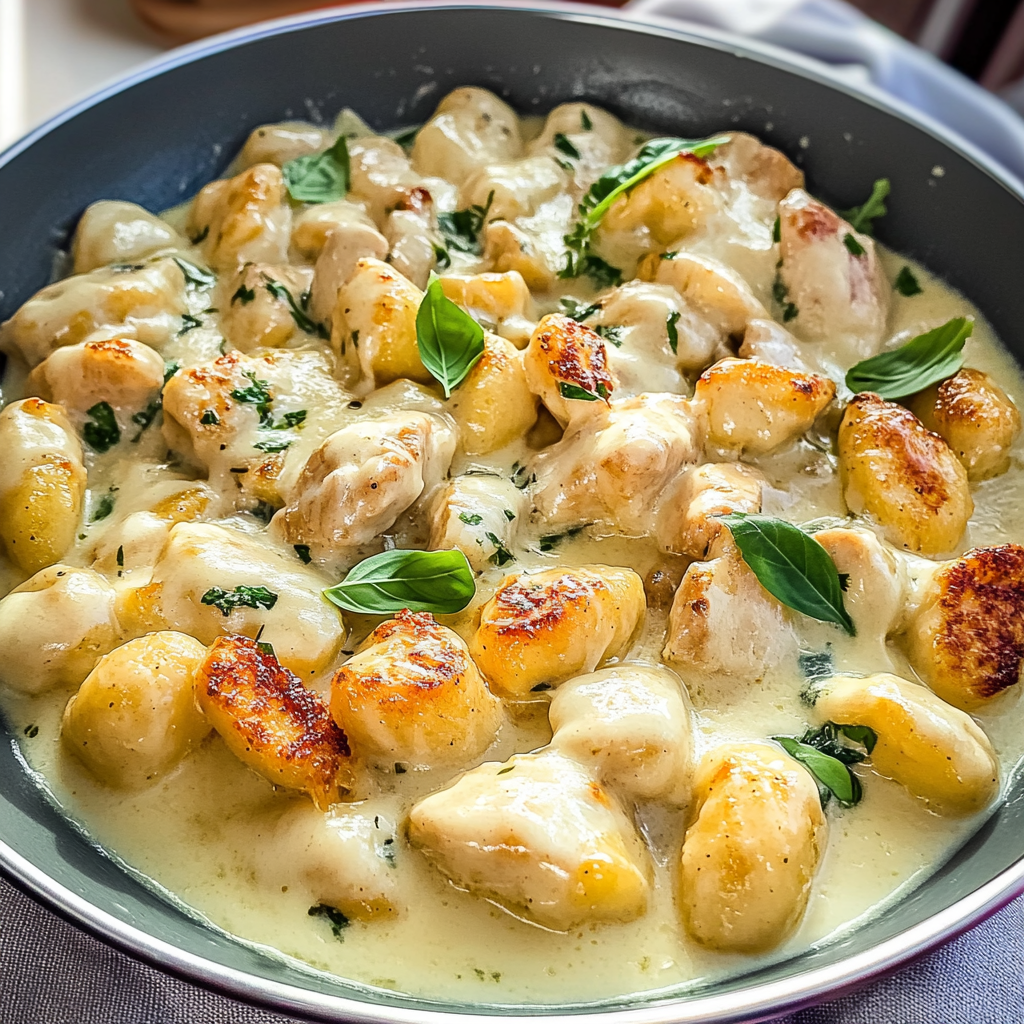 Recipe preparation for Chicken Alfredo Gnocchi