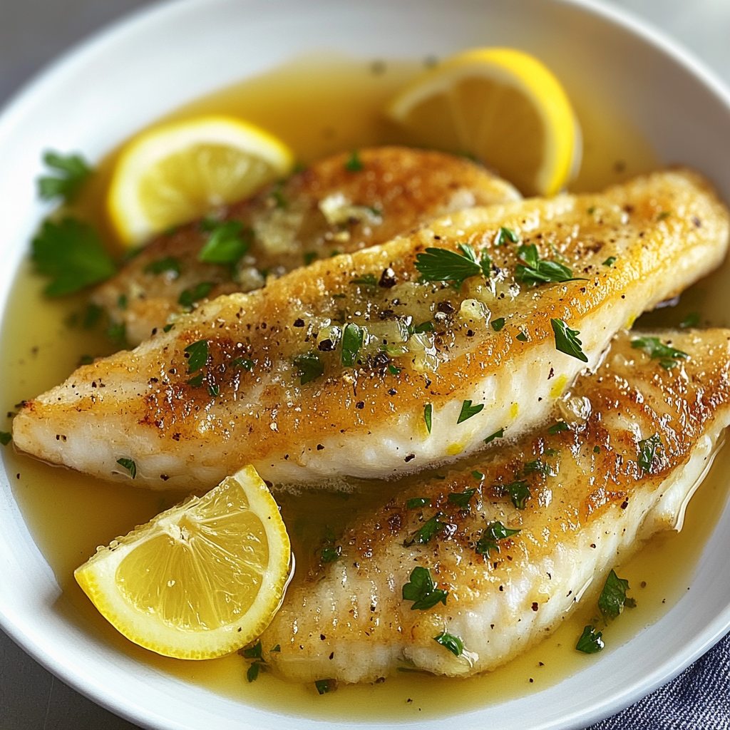 Recipe preparation for Crispy Flounder with Lemon-Butter Sauce