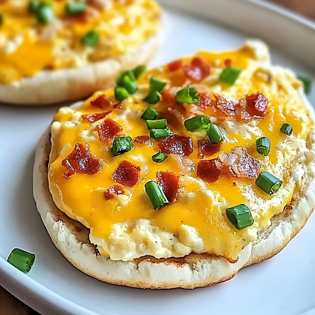 Recipe preparation for English Muffin Breakfast Pizza