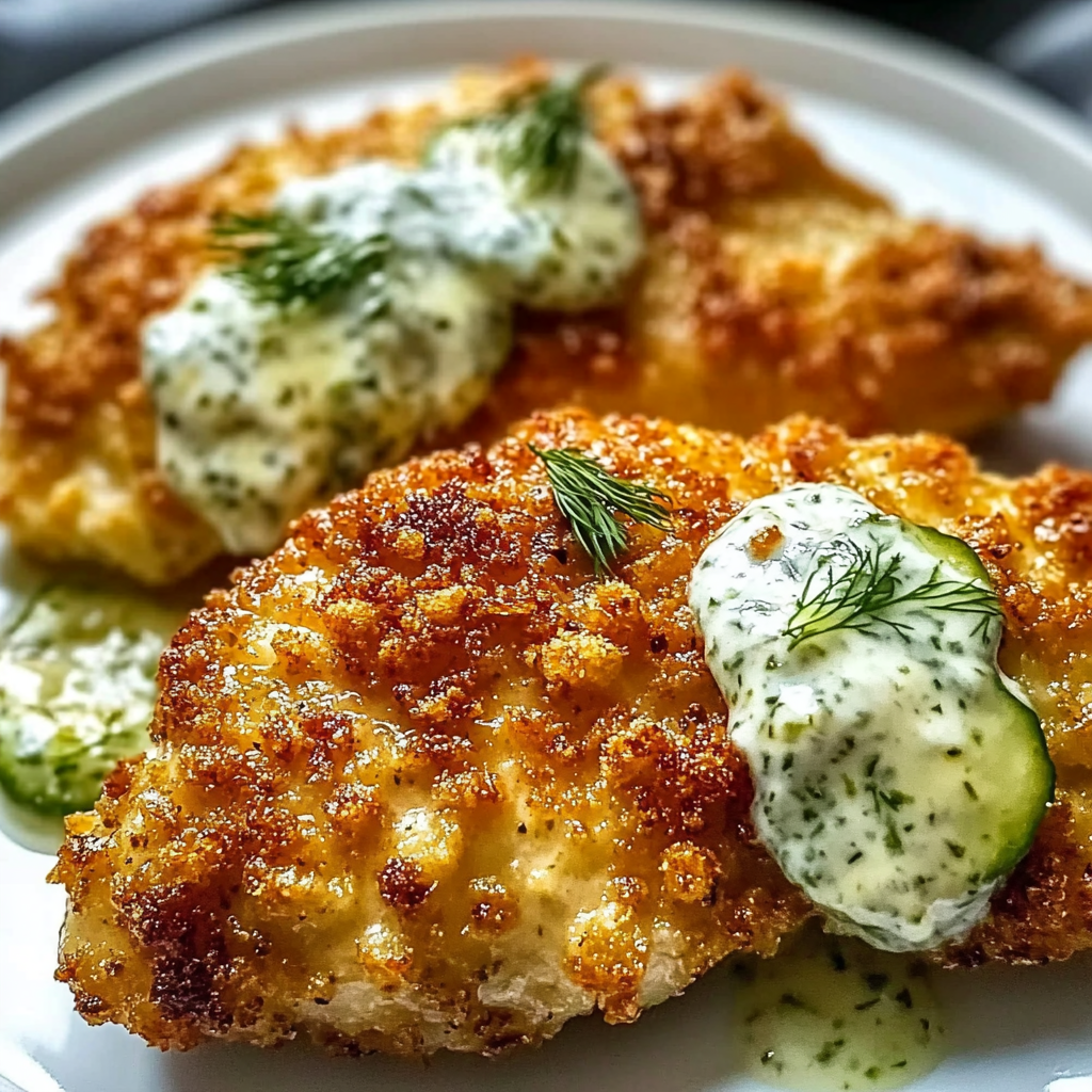 Recipe preparation for Crispy Dill Pickle Parmesan Chicken