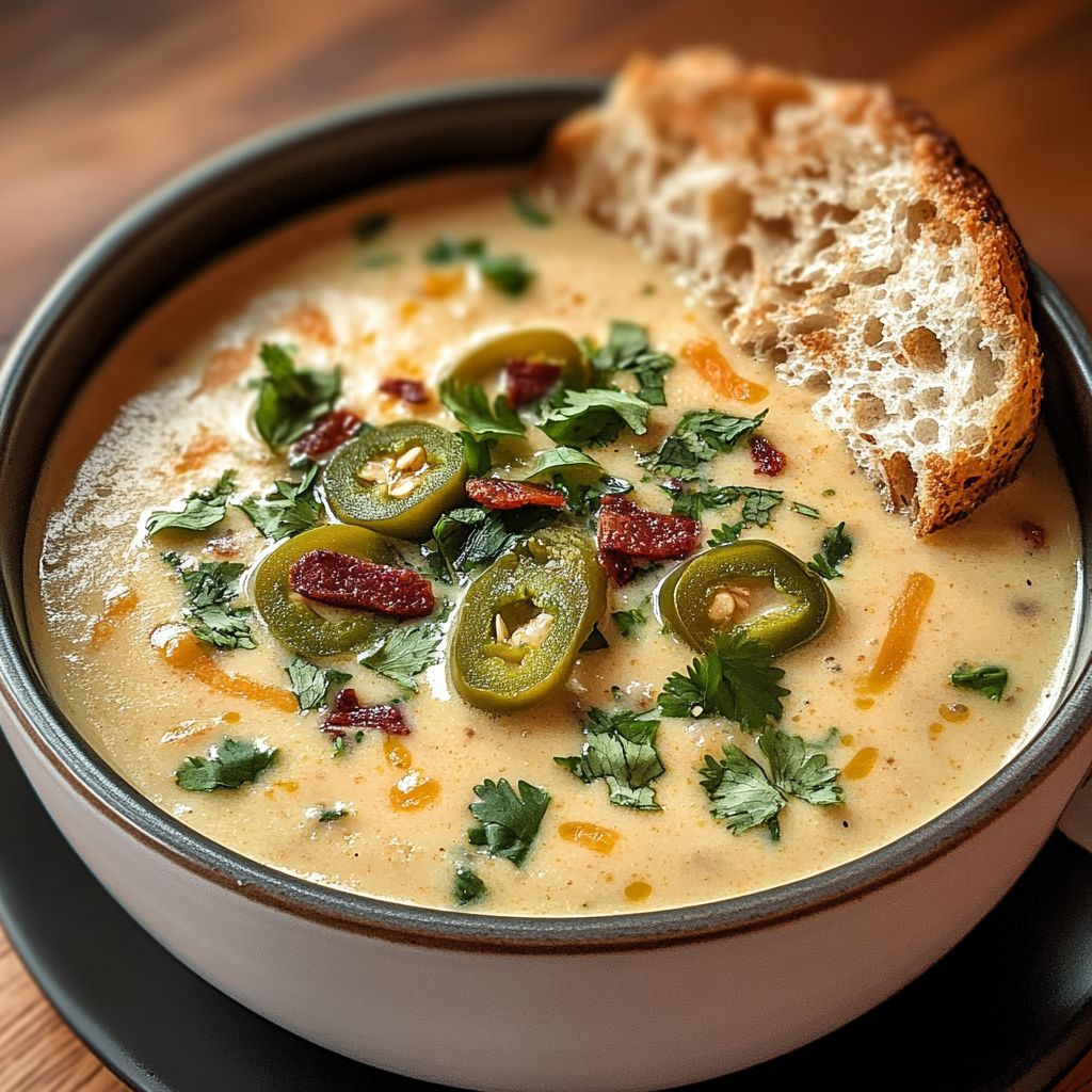 Recipe preparation for Spicy Jalapeño Popper Soup