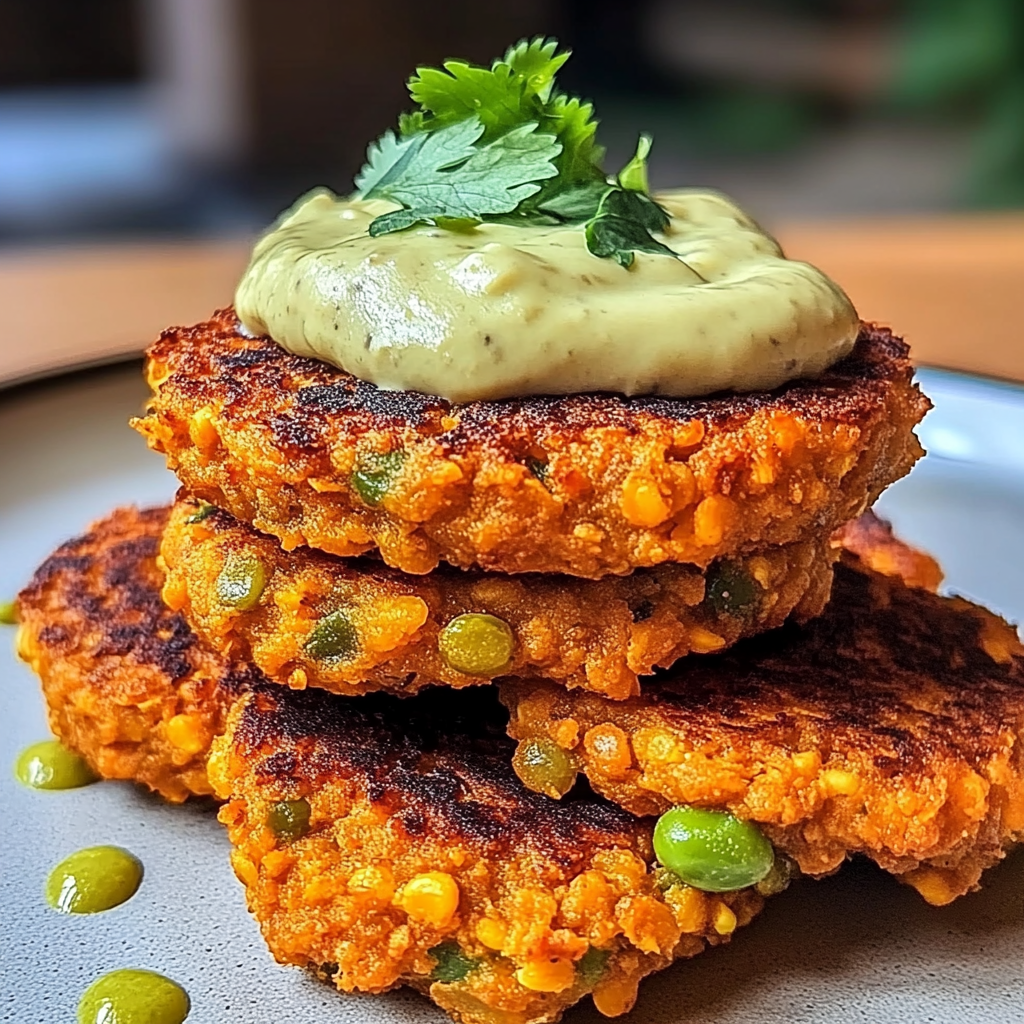 Recipe preparation for Crispy Sweet Potato & Red Lentil Patties