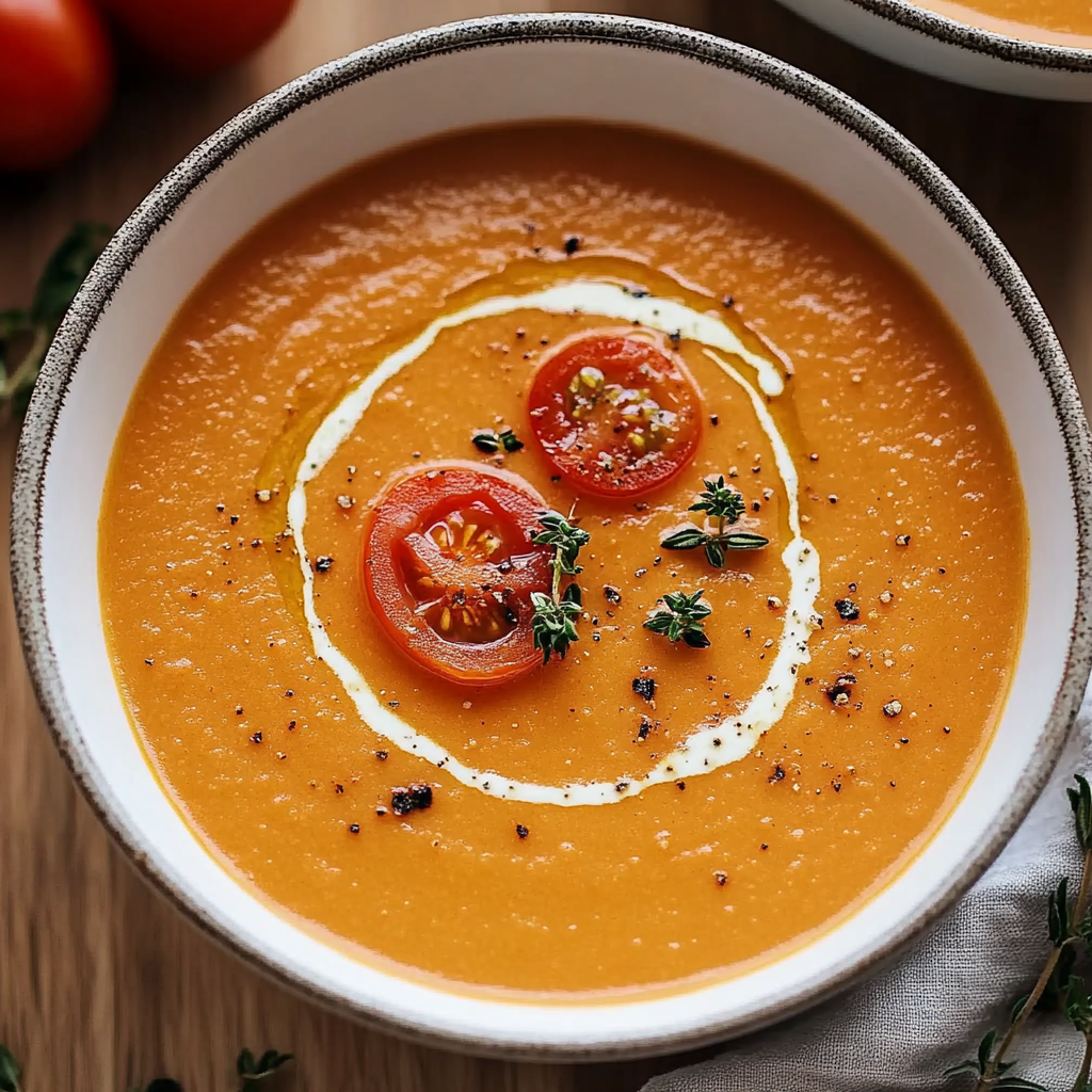 Recipe preparation for Creamy Roasted Garlic Tomato Soup