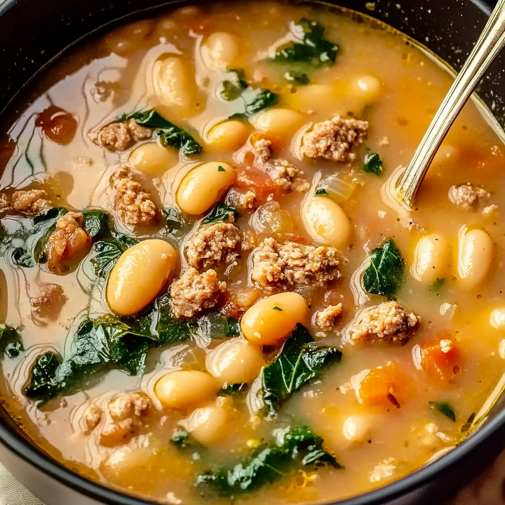 Recipe preparation for Hearty Sausage Bean Soup