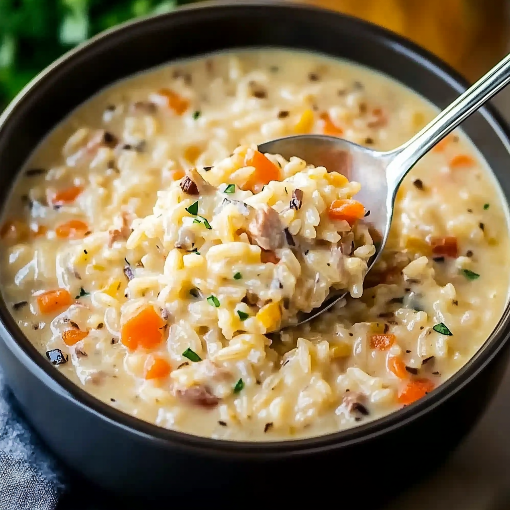 Recipe preparation for Creamy Turkey Rice Comfort