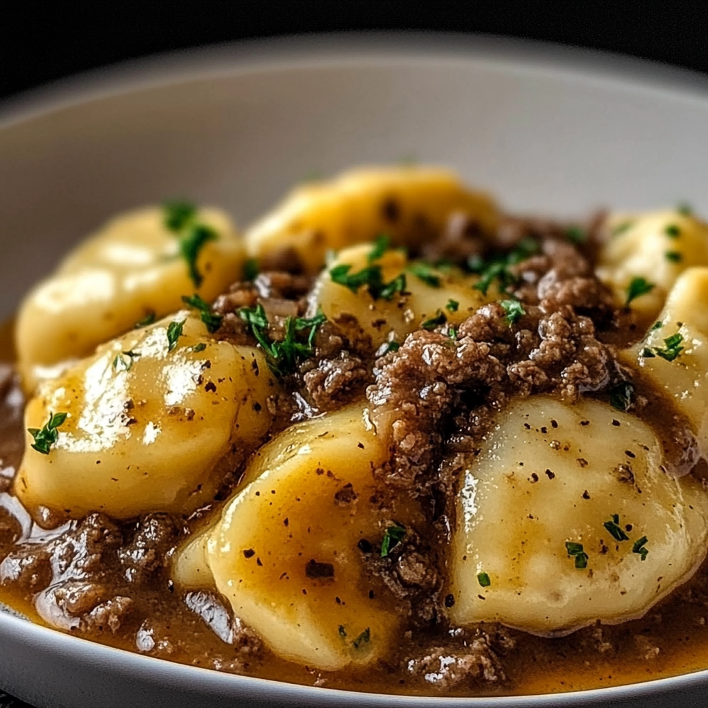 Recipe preparation for Ground Beef and Dumplings