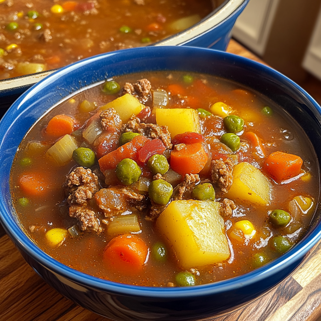Recipe preparation for Old Fashioned Vegetable Beef Soup
