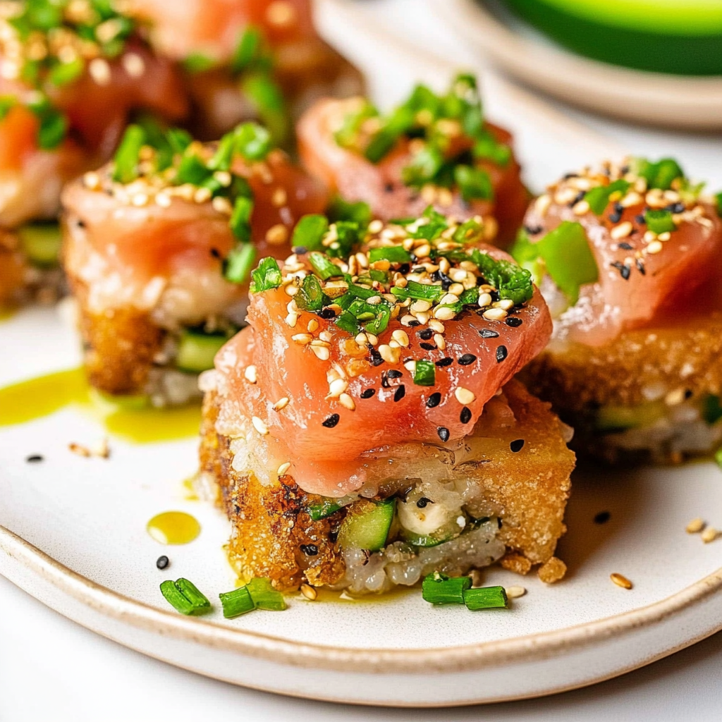 Recipe preparation for crispy rice spicy tuna