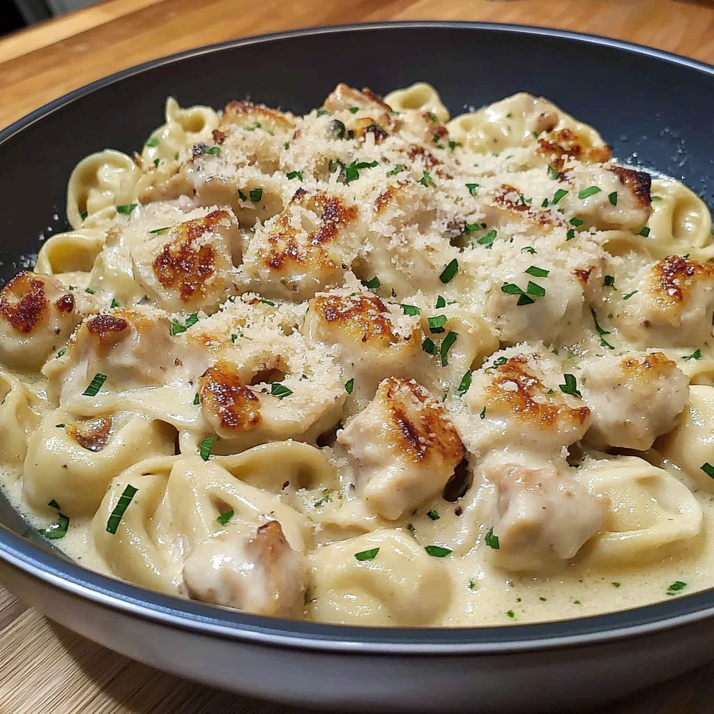 Recipe preparation for Parmesan Chicken Tortellini