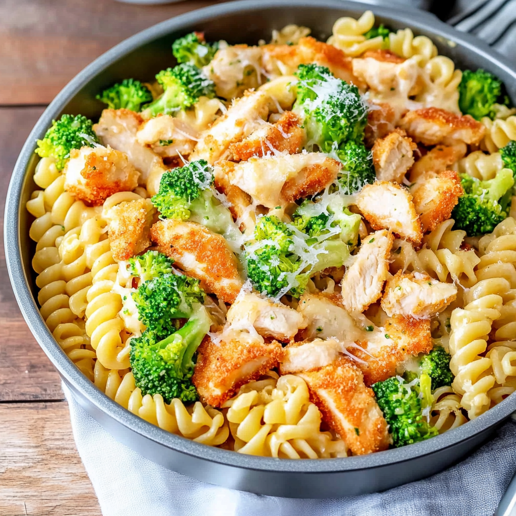 Recipe preparation for chicken and broccoli pasta