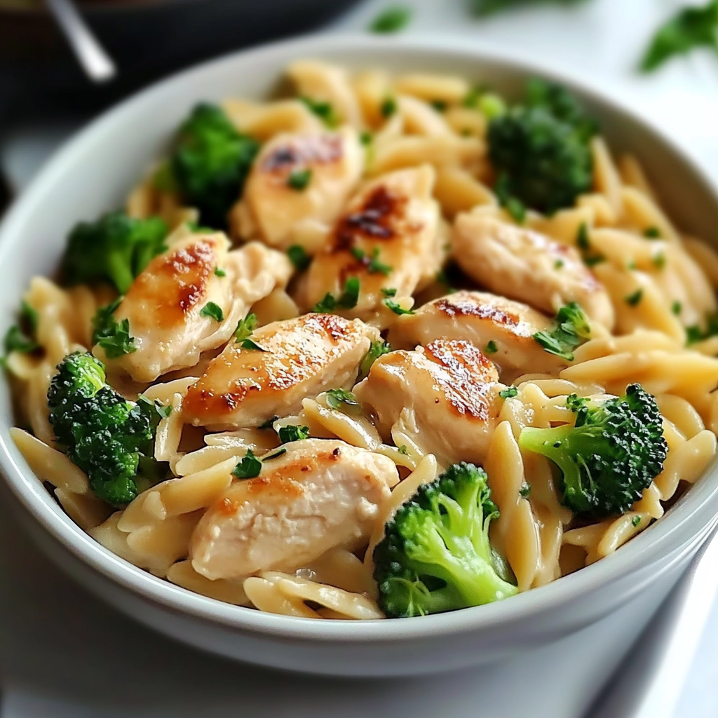 Recipe preparation for Chicken Broccoli Orzo