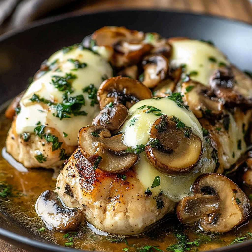 Recipe preparation for Garlic Butter Mushroom Chicken