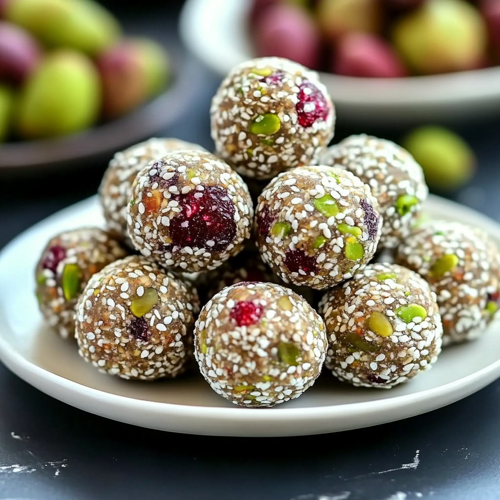Recipe preparation for Cranberry Pistachio Energy Bites