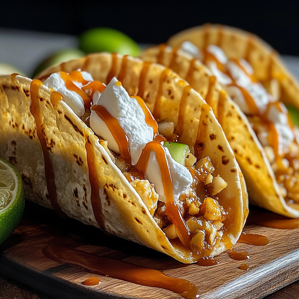 Recipe preparation for Apple Pie Tacos Dessert Treat