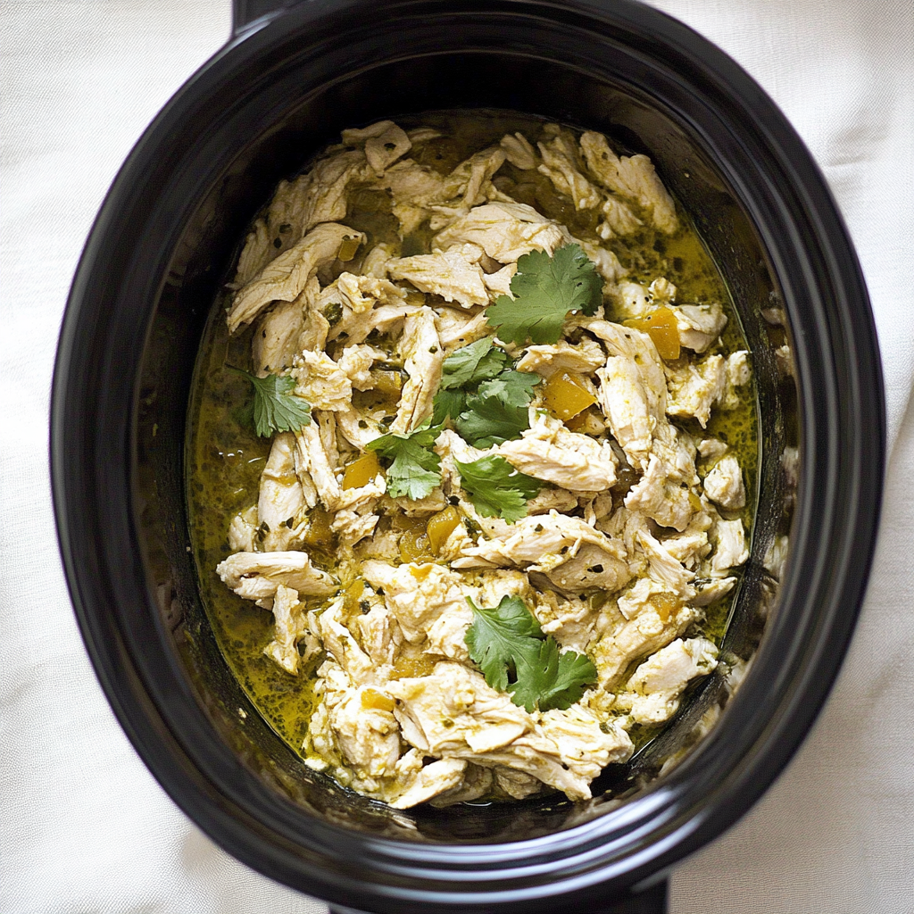 Recipe preparation for Slow Cooker Green Chili Chicken