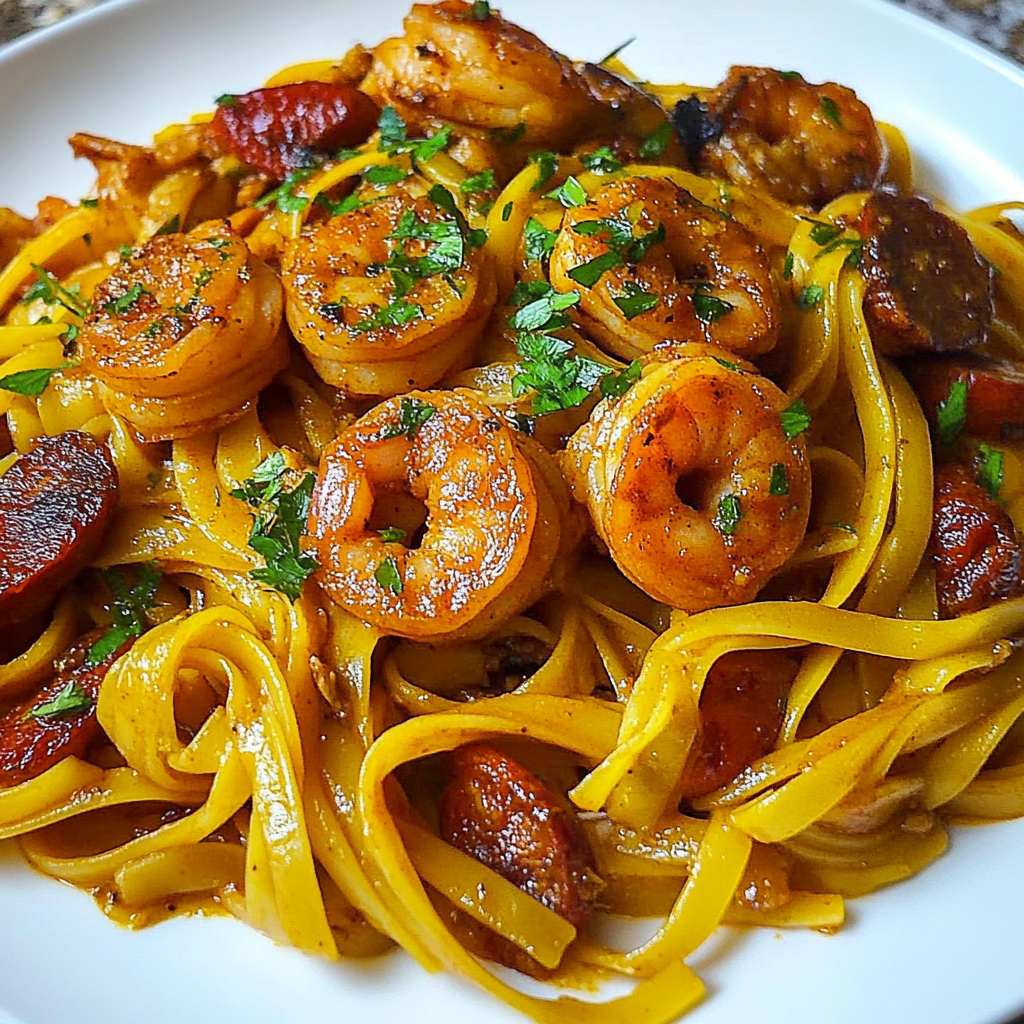 Recipe preparation for Cajun Shrimp Chicken Pasta