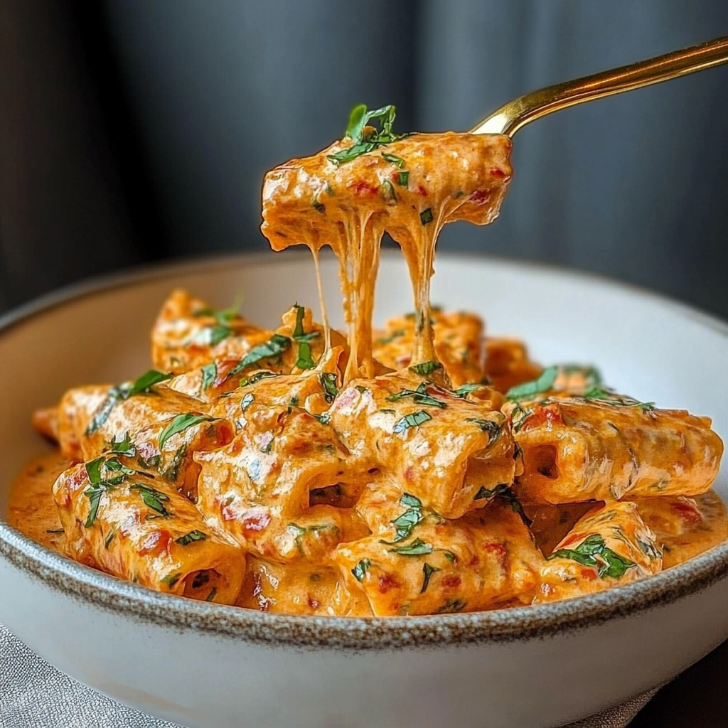 Recipe preparation for Creamy Tomato Garlic Pasta