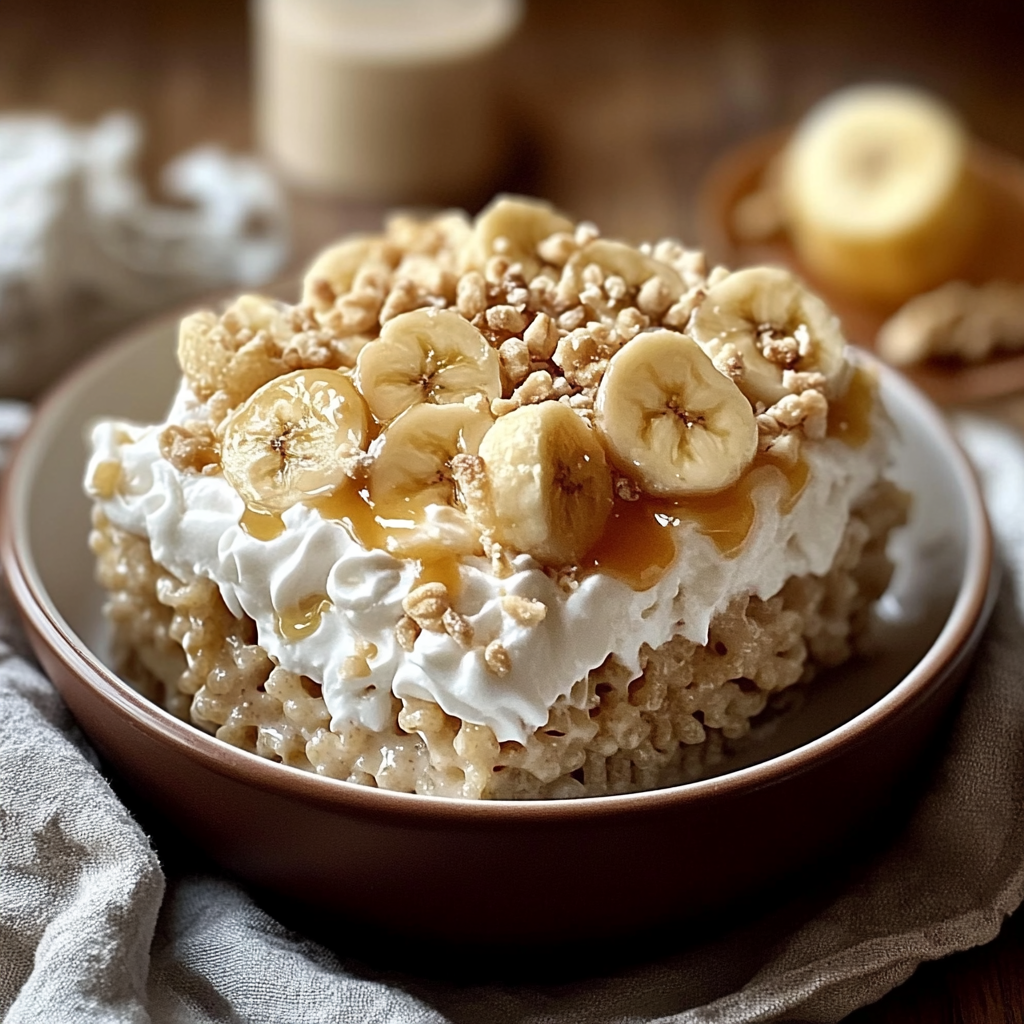 Recipe preparation for Banana Pudding Rice Krispie Treats