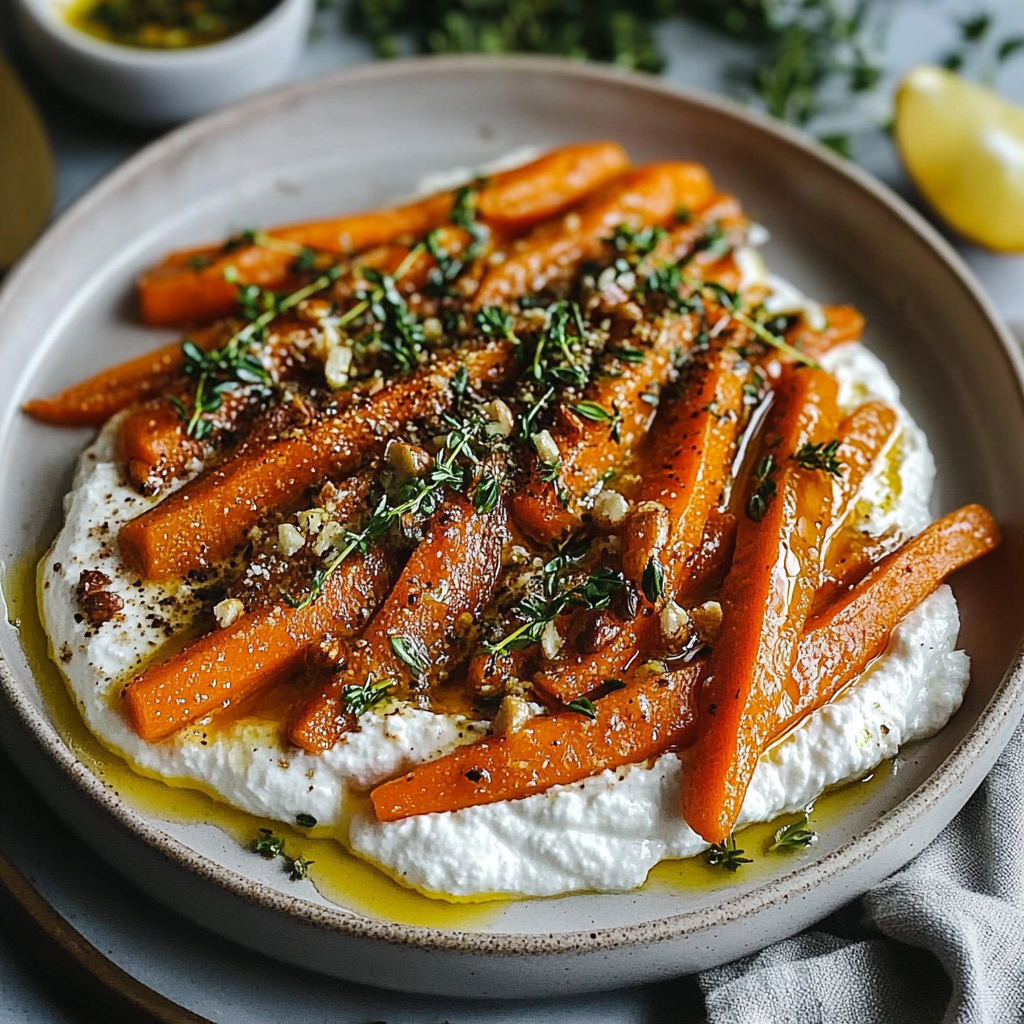 Recipe preparation for Caramelized Carrots with Ricotta