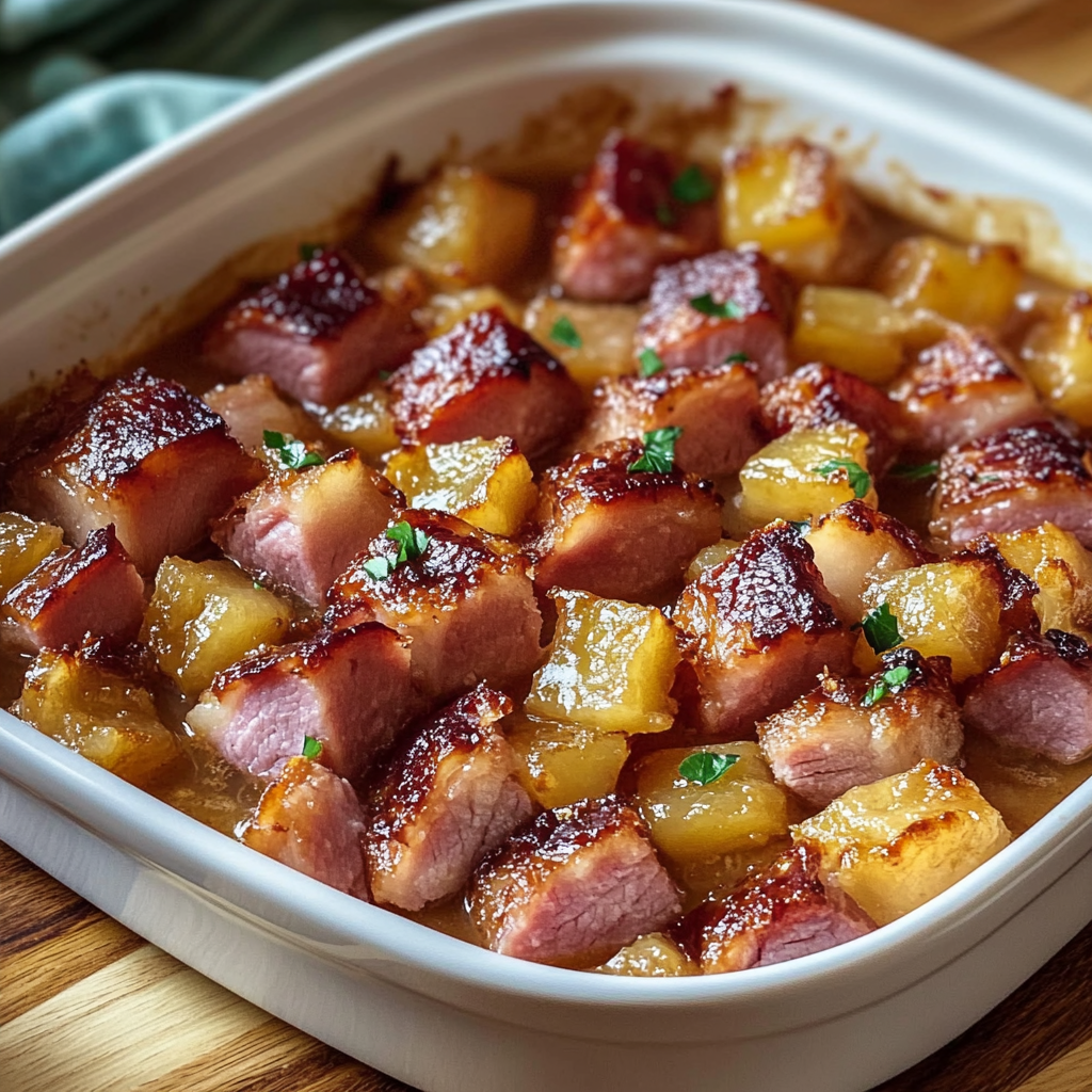 Recipe preparation for Sweet Glazed Ham Delight