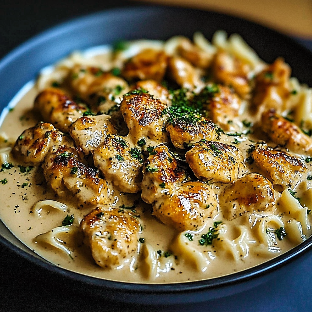 Recipe preparation for Velvety Garlic Butter Chicken