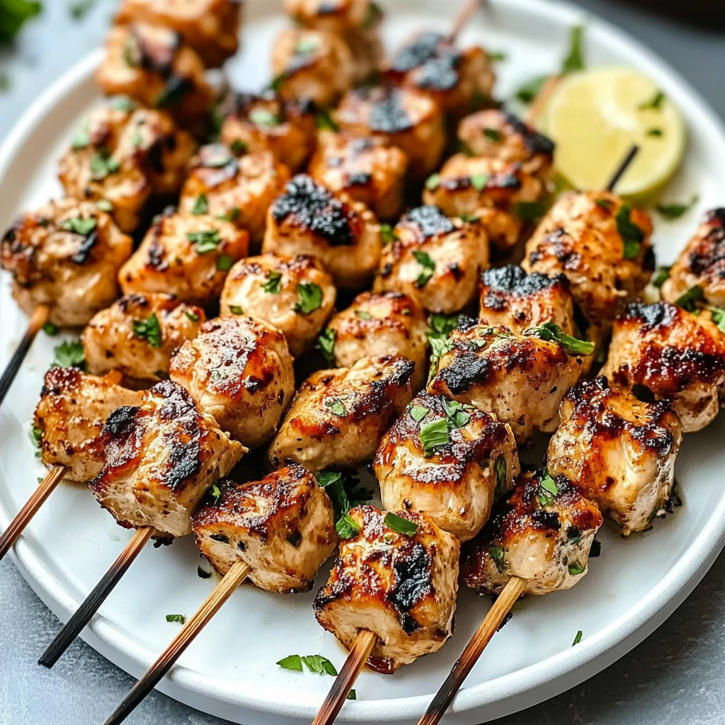 Recipe preparation for Garlic Parmesan Chicken Skewers