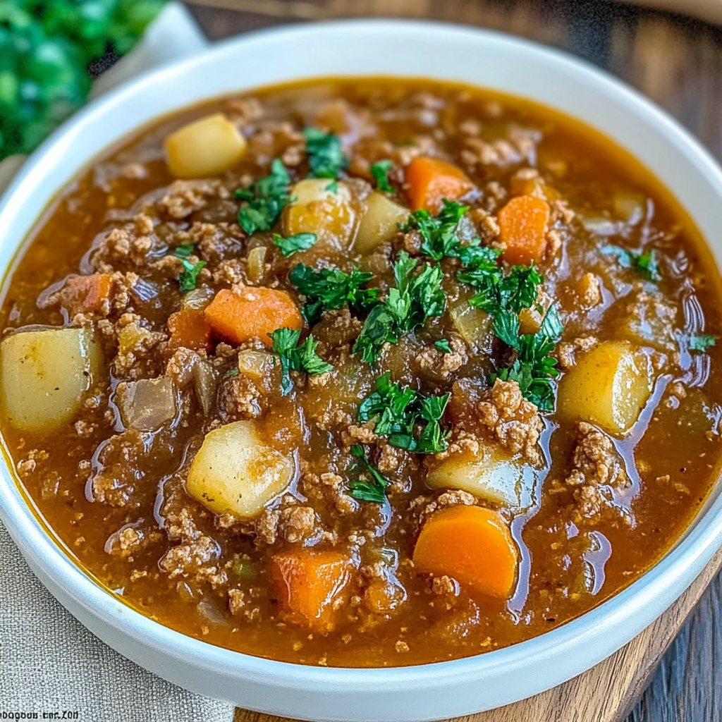 Recipe preparation for Hamburger Stew