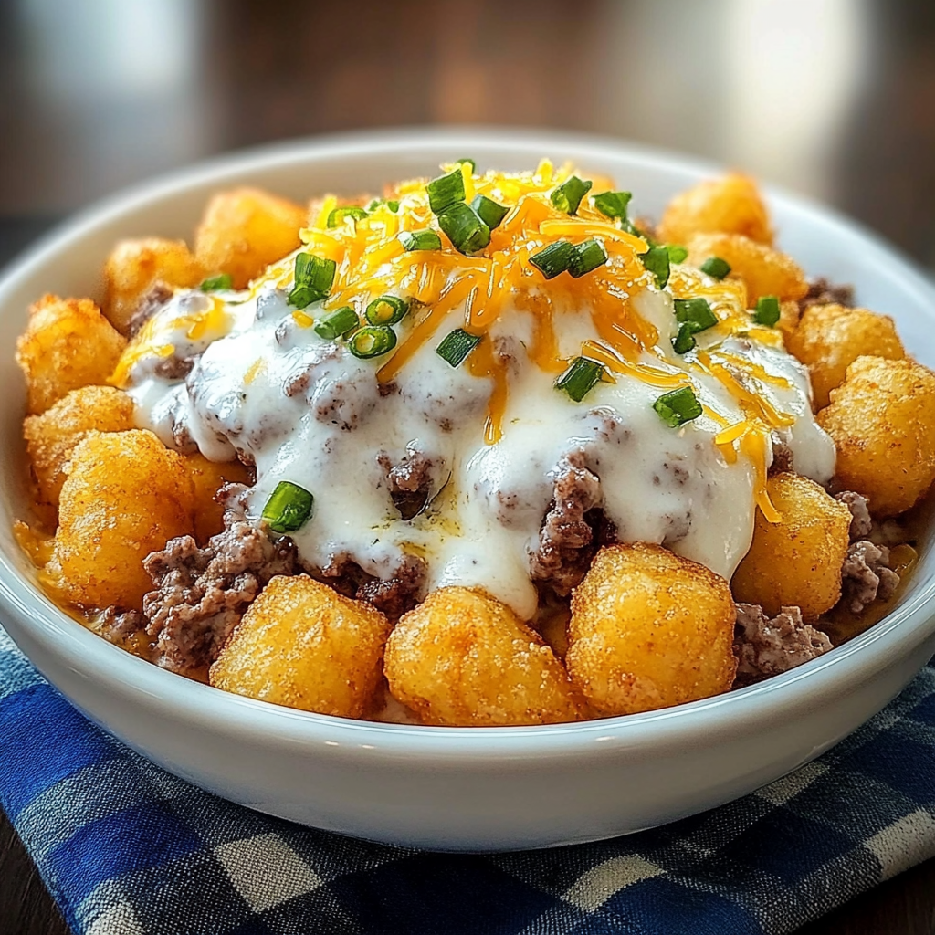 Recipe preparation for Hearty Tater Tot Breakfast