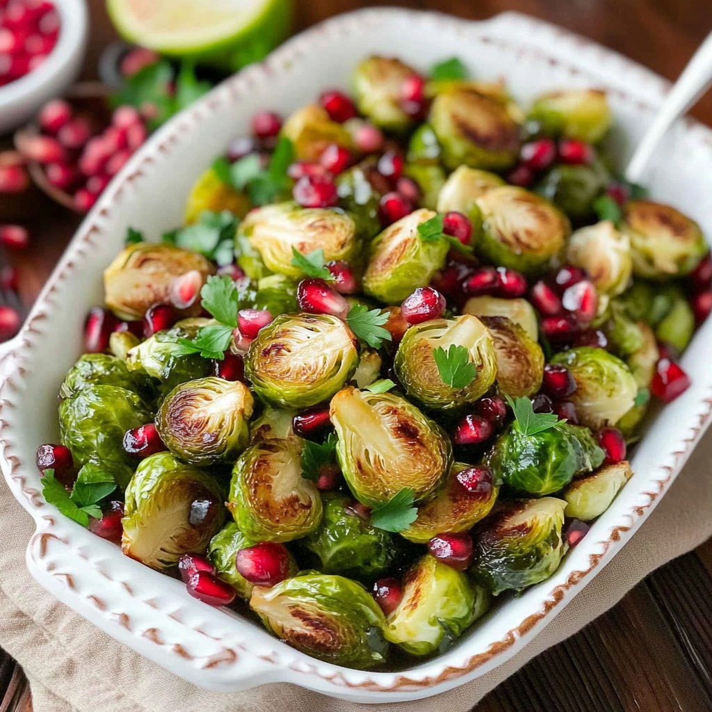 Recipe preparation for Pomegranate Brussels Sprouts