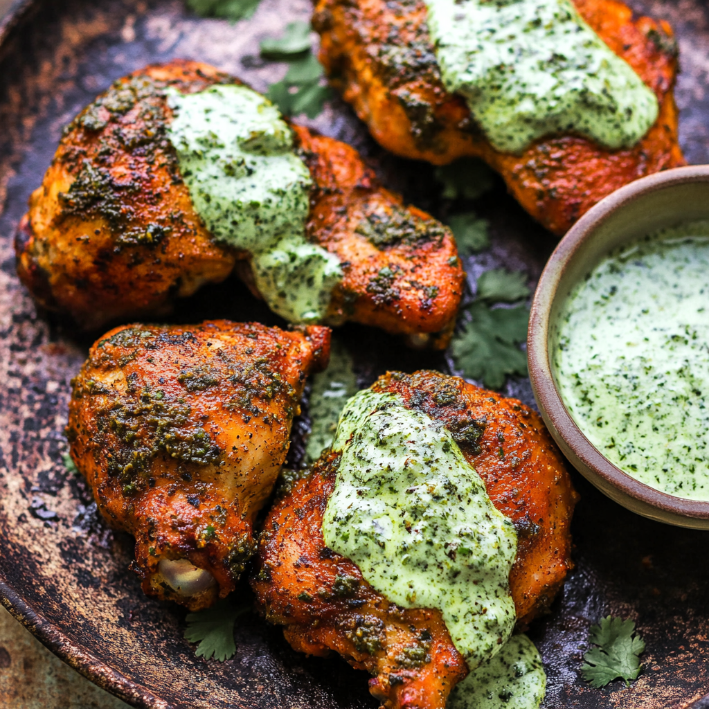 Recipe preparation for Roasted Peruvian Chicken with Green Sauce