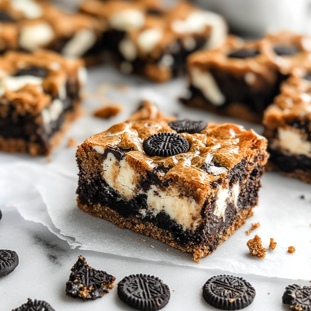 Recipe preparation for Cookies & Cream Oreo Blondies