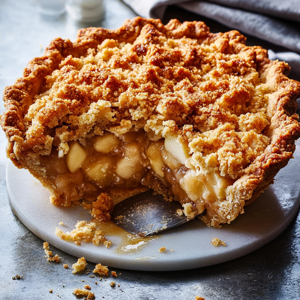 Recipe preparation for Apple Crumble Pie Dessert