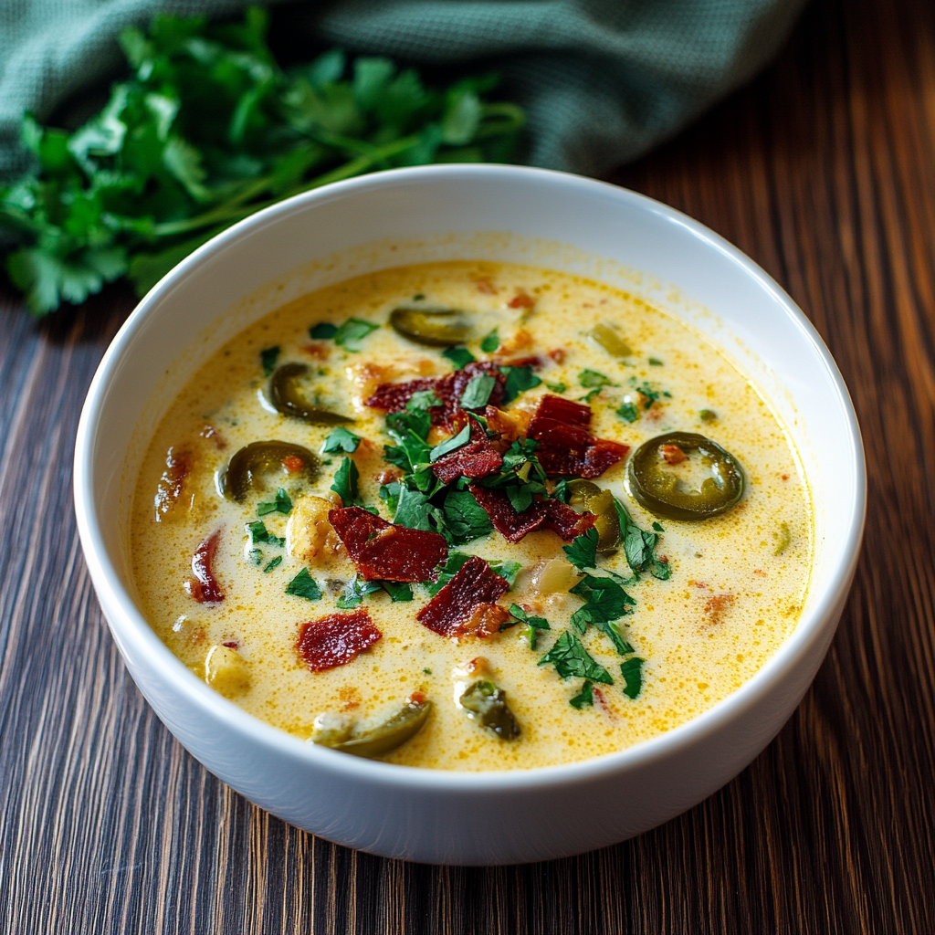 Recipe preparation for Jalapeño Popper Soup