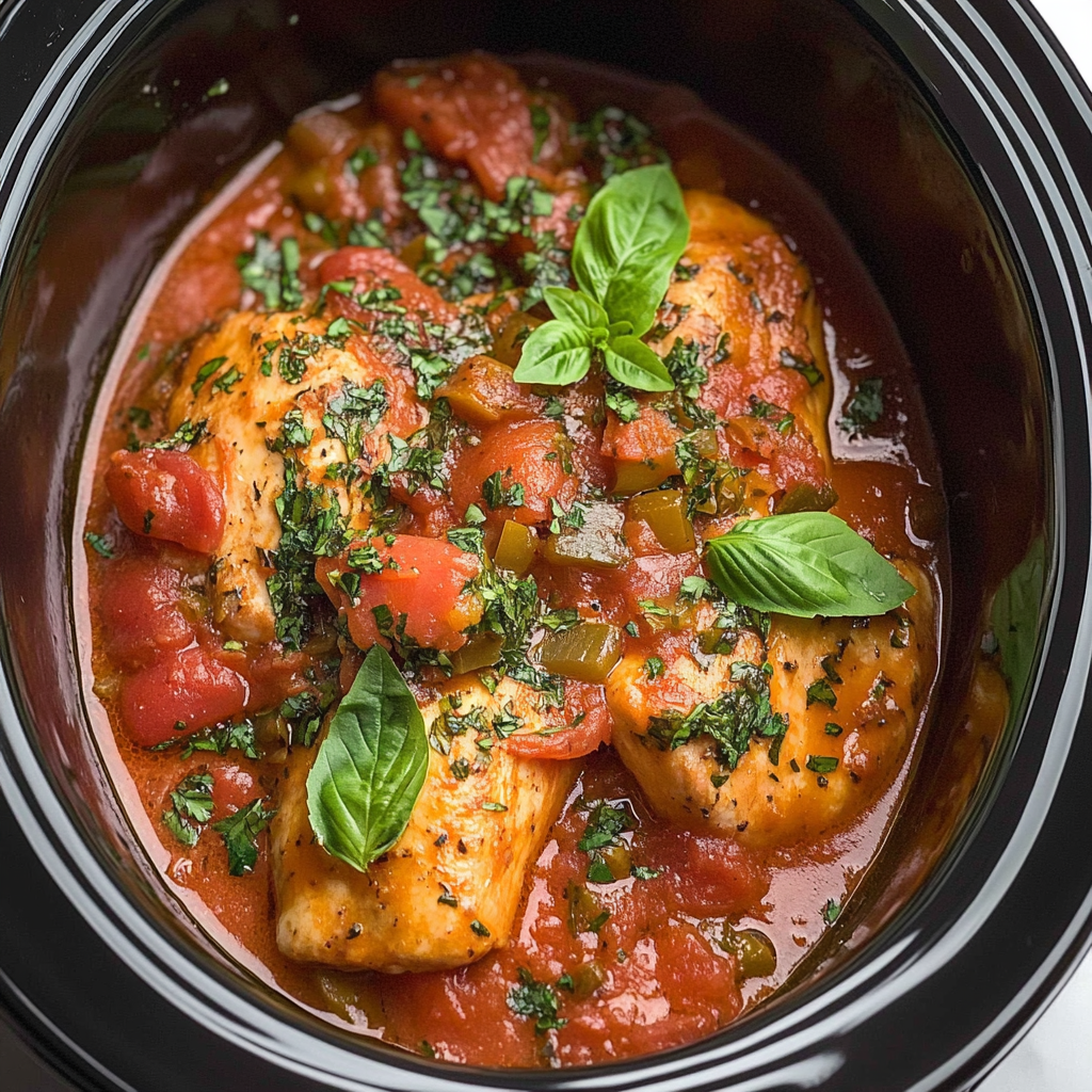 Recipe preparation for Crockpot Chicken Cacciatore
