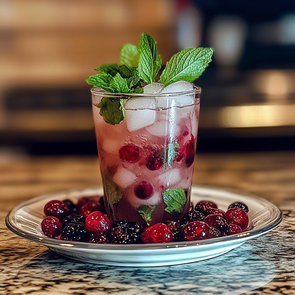 Recipe preparation for Christmas Cranberry Mojito Recipe for Festive Cheers