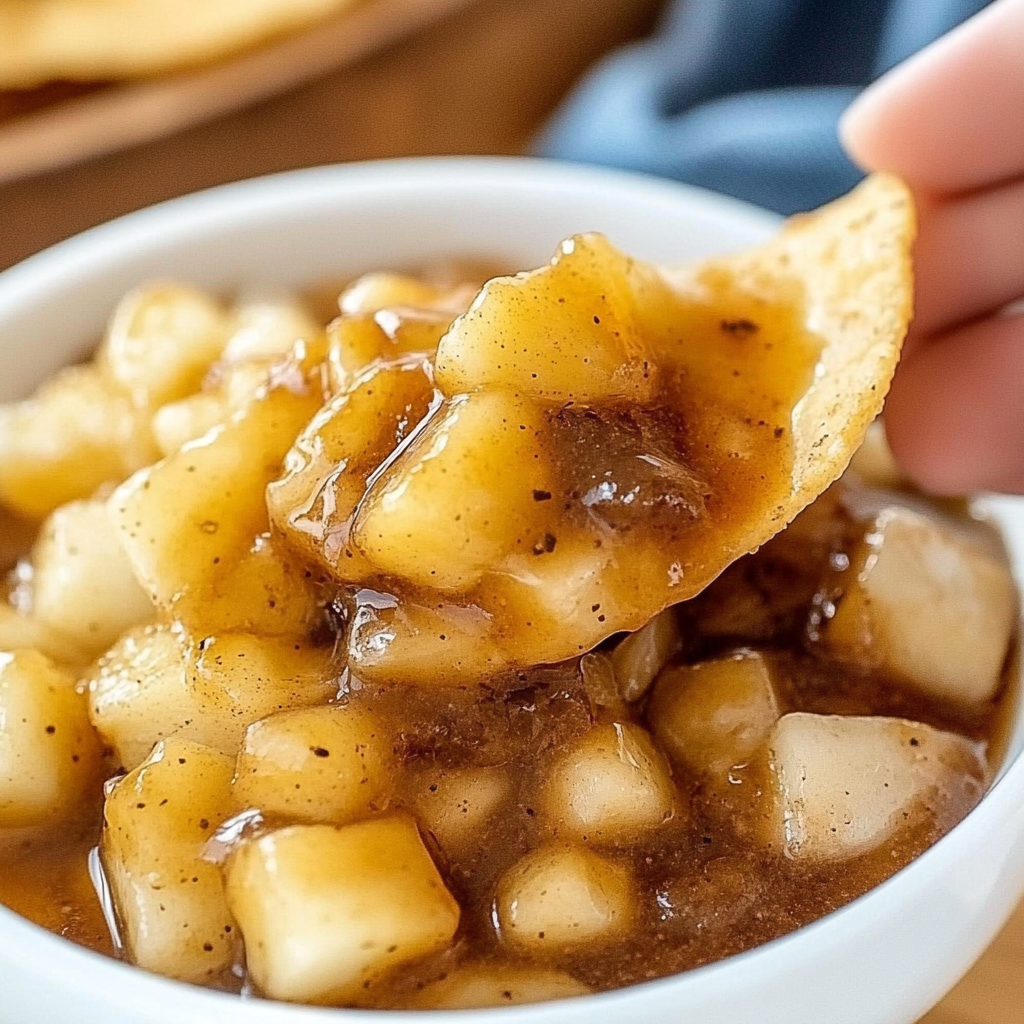 Recipe preparation for Apple Pie Dip Cinnamon Chips