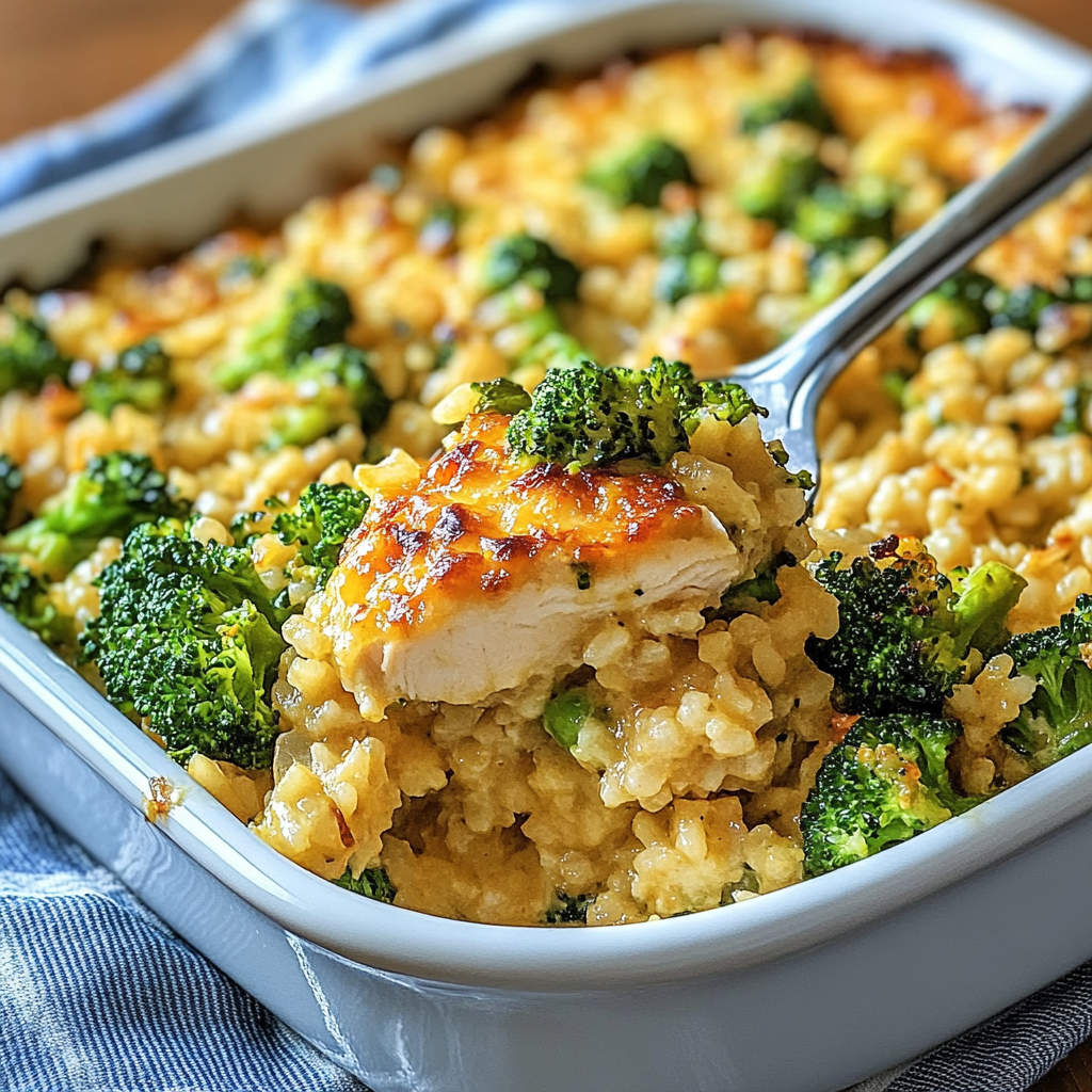 Recipe preparation for Savory Chicken Broccoli Rice Casserole for Cozy Nights