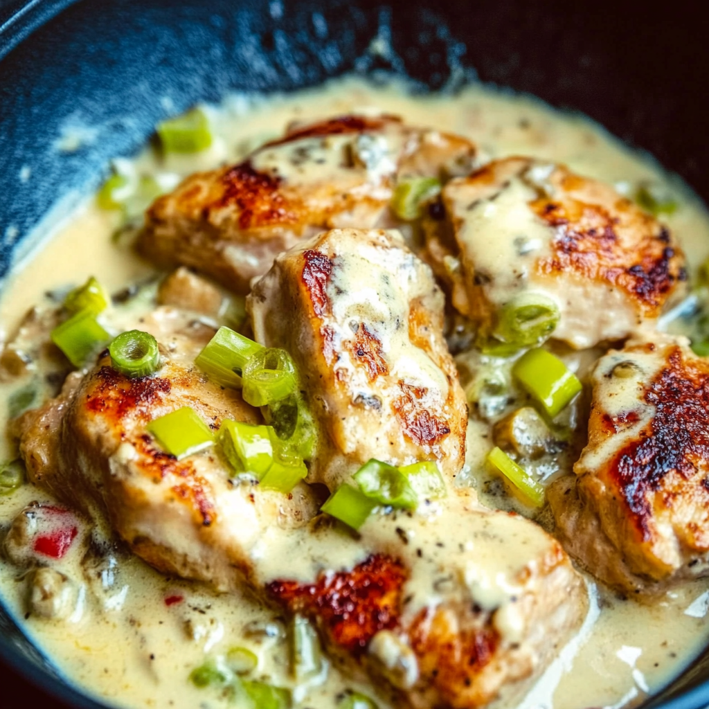 Recipe preparation for Creamy Pepperoncini Chicken Skillet