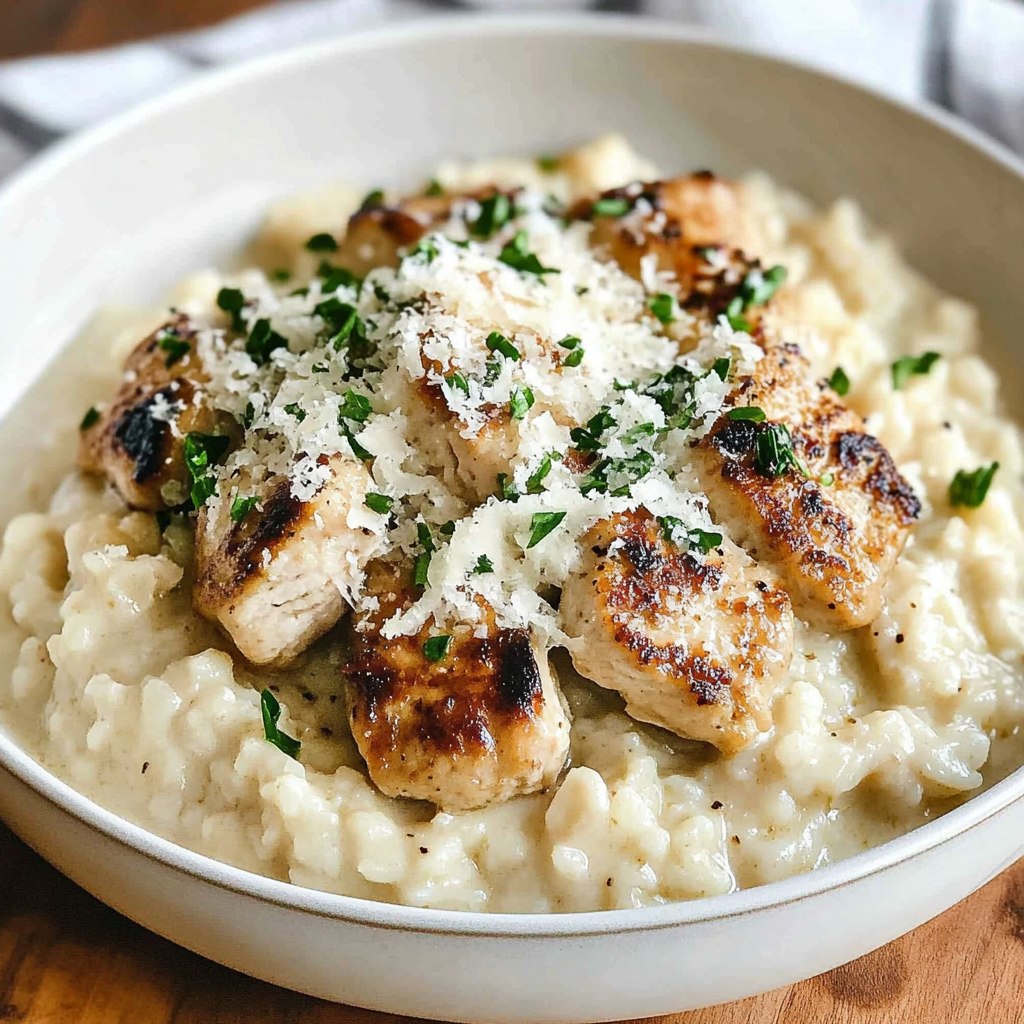 Recipe preparation for Creamy Parmesan Chicken Rice