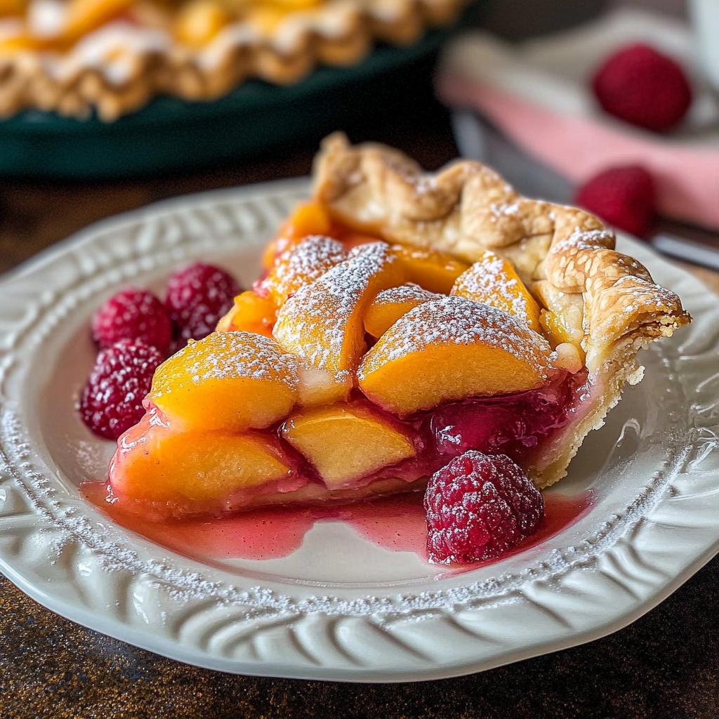 Recipe preparation for Raspberry Peach Pie Delight