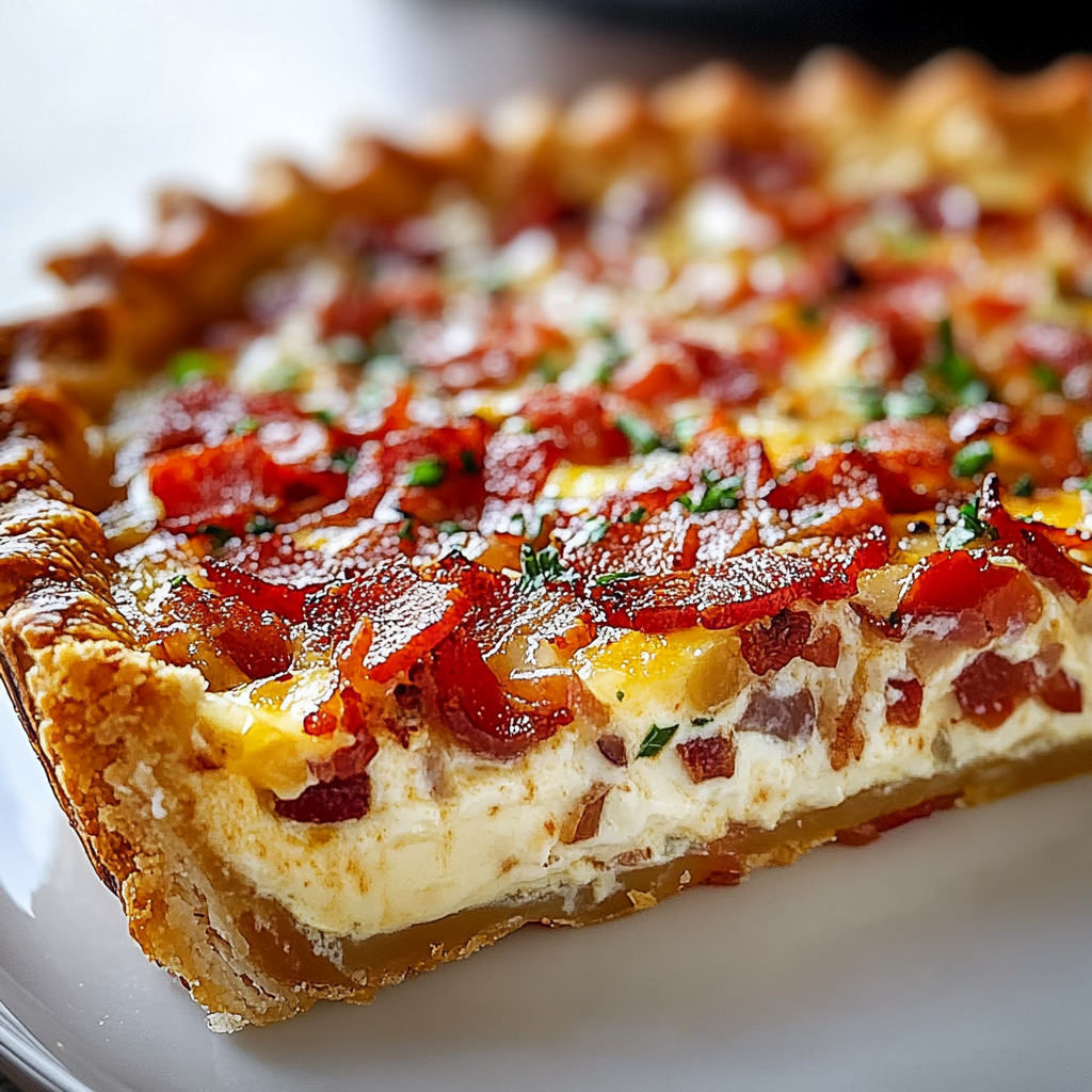 Recipe preparation for Bacon Onion Tomato Pie