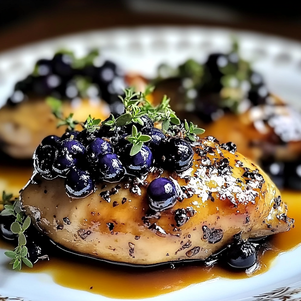 Recipe preparation for Blueberry Thyme Chicken