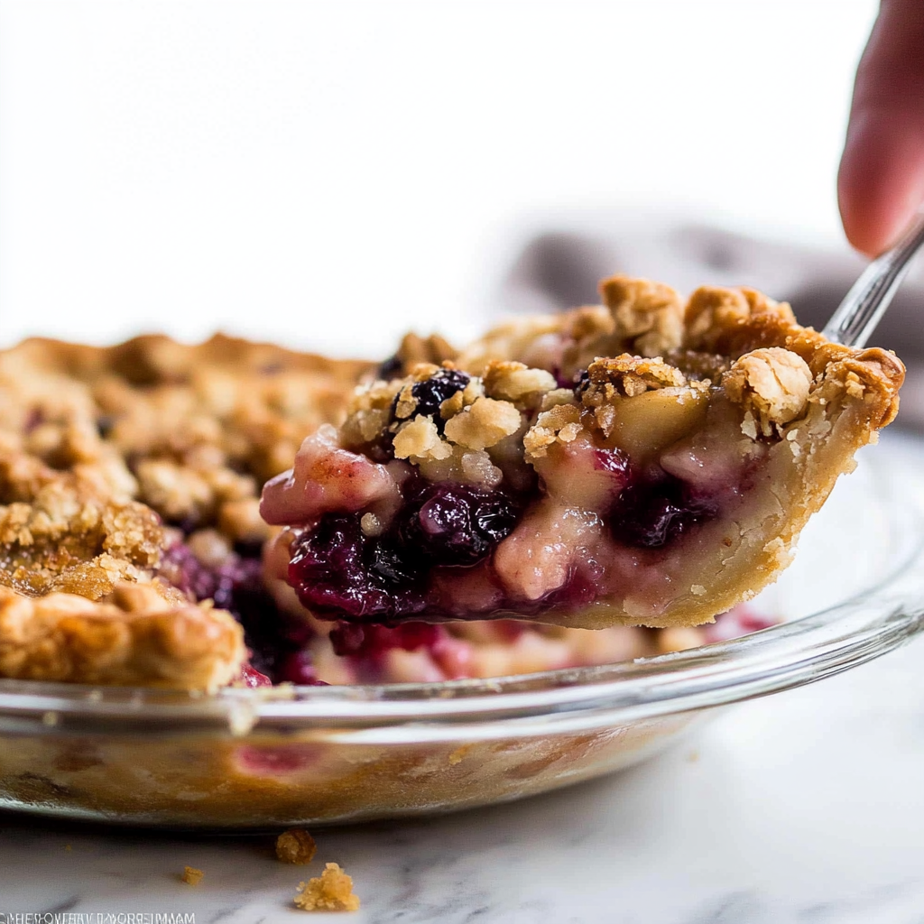 Recipe preparation for Cranberry Pear Crumble Pie
