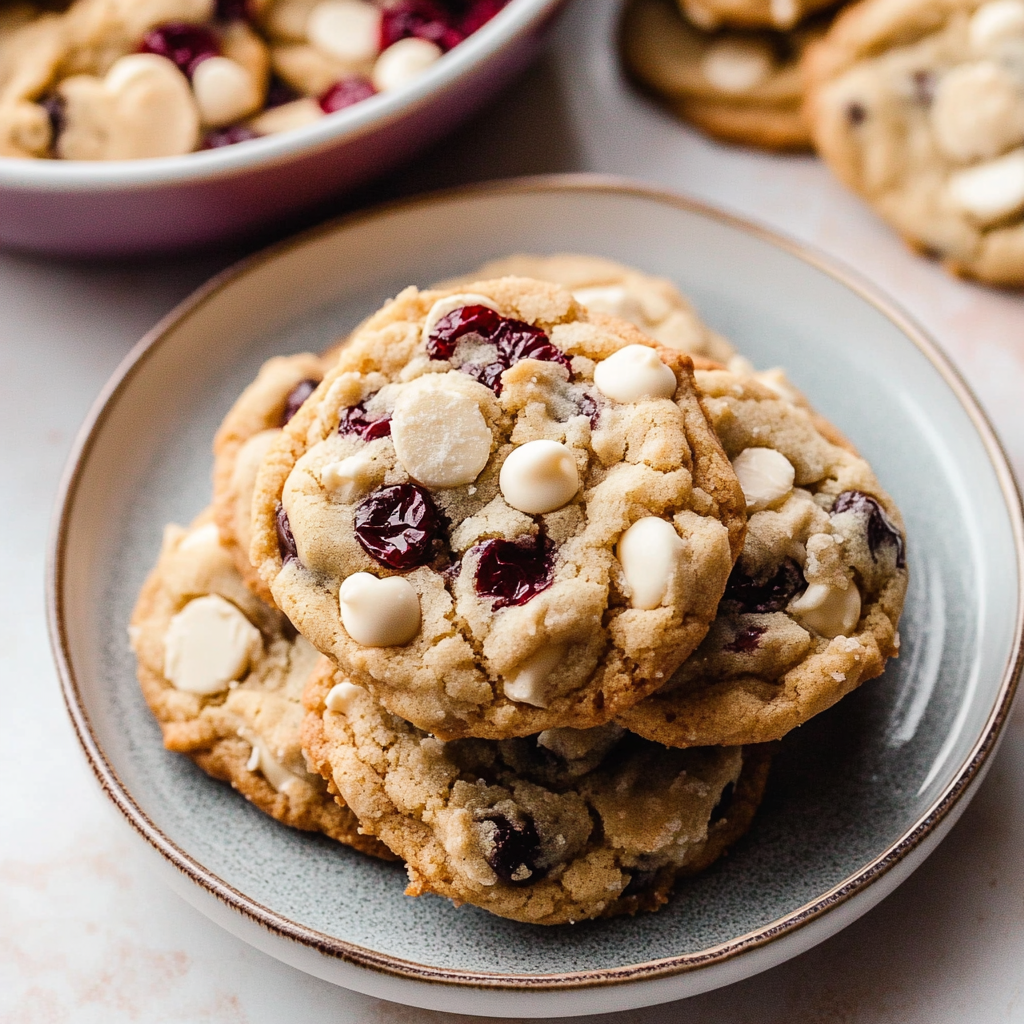 Recipe preparation for Soft White Chocolate Chip Cranberry Cookies