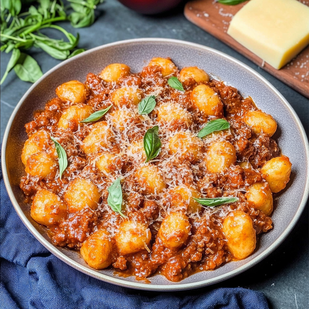 Recipe preparation for Gnocchi Bolognese